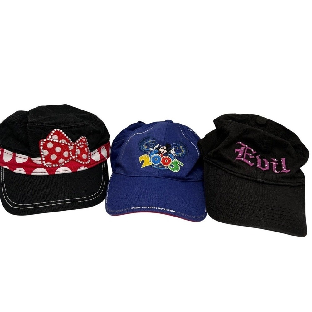 Disney Parks Hat Bundle 3pc Mickey 2005 Evil California Adventure Minnie Cadet